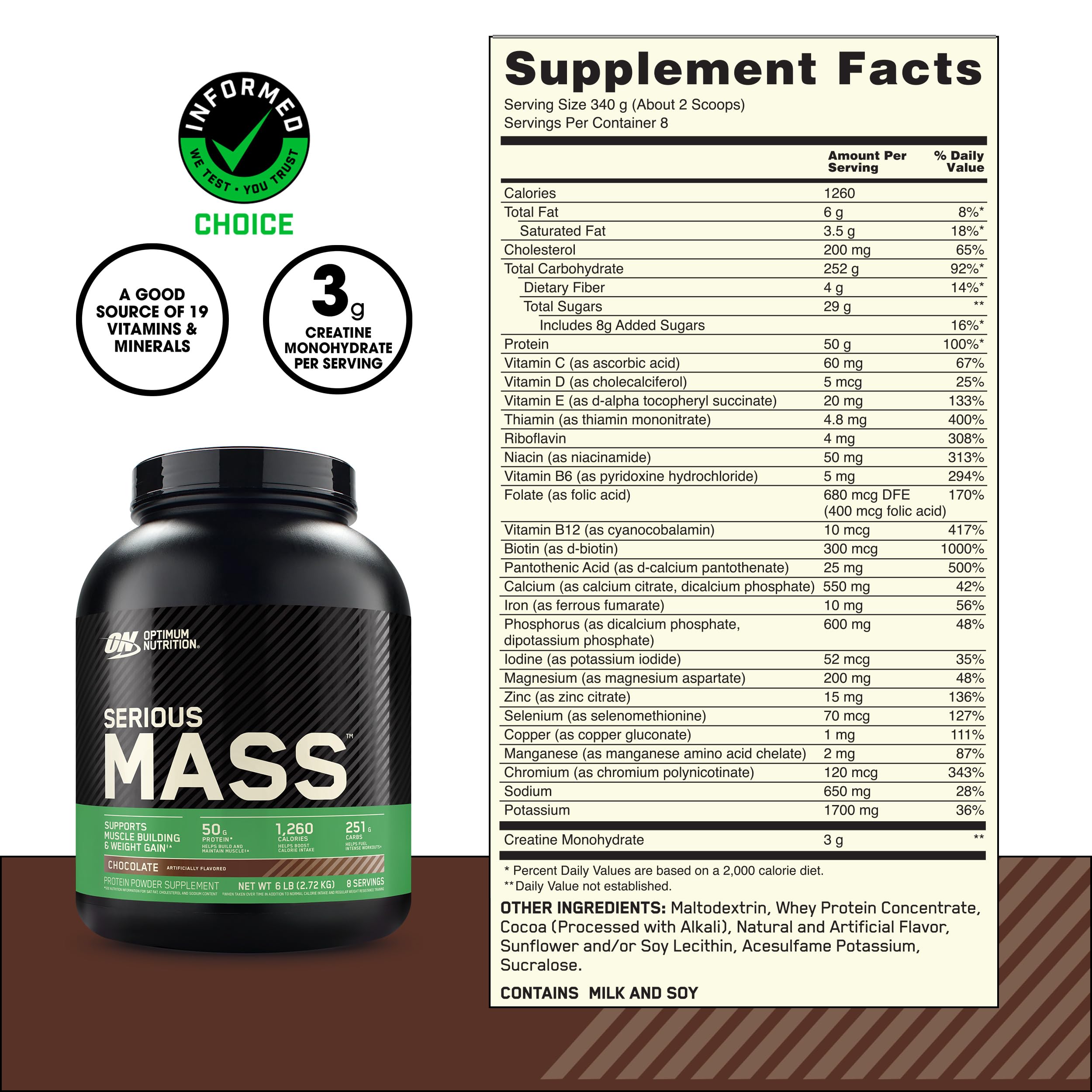Foto 4 pulgar | Proteína En Polvo Para Ganar Peso Optimum Nutrition Serious Mass - Venta Internacional.