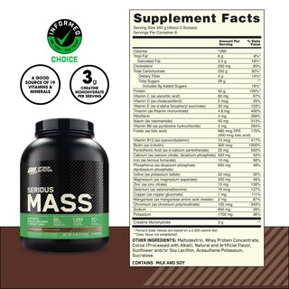 Foto 3 | Proteína En Polvo Para Ganar Peso Optimum Nutrition Serious Mass - Venta Internacional.