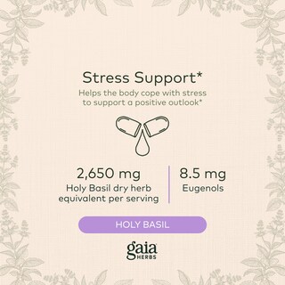 Foto 3 | Suplemento Gaia Herbs Holy Basil Leaf 120 Cápsulas Veganas - Venta Internacional.
