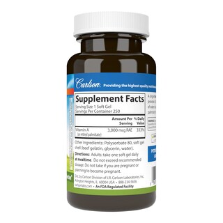 Foto 2 | Carlson Solubilizado Con Vitamina A 10.000 Ui (3000 Mcg Rae) 250 Cápsulas Blandas - Venta Internacional.