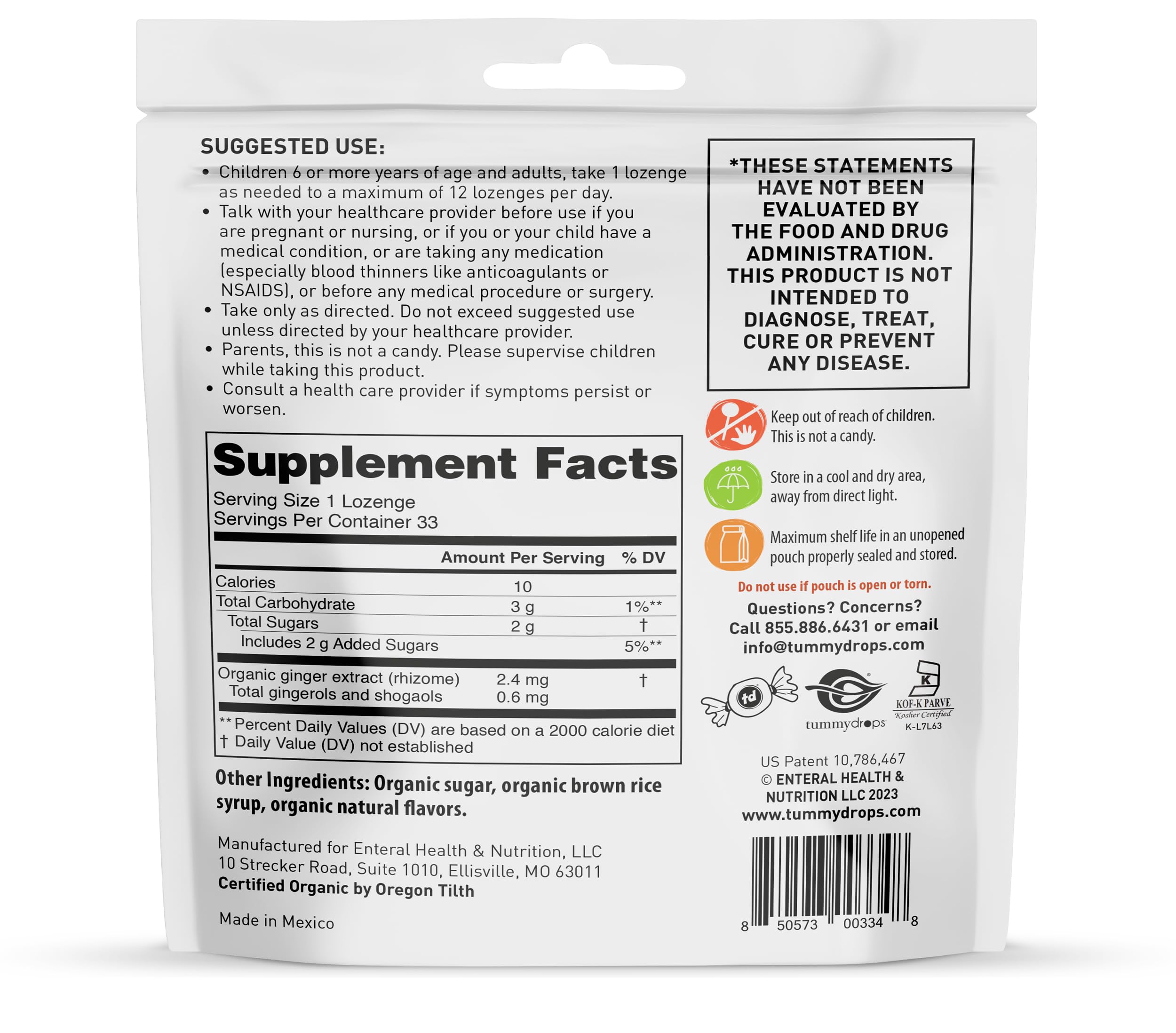 Foto 7 pulgar | Pastillas Tummydrops Usda Organic Double Ginger Peach 33 Unidades - Venta Internacional.