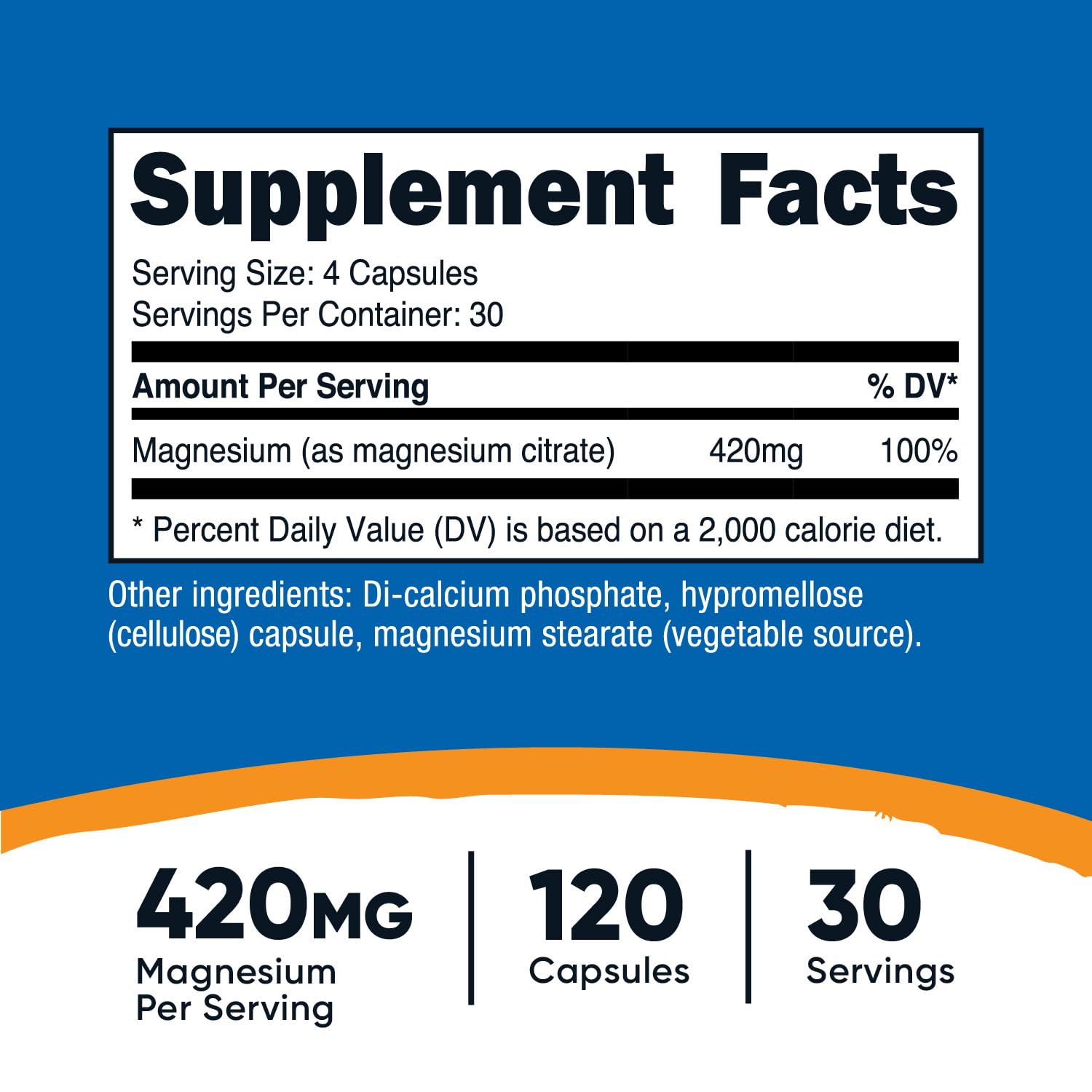 Foto 3 pulgar | Suplemento Nutricost Citrato De Magnesio 420 Mg 120 Cápsulas - Venta Internacional.
