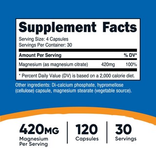 Foto 2 | Suplemento Nutricost Citrato De Magnesio 420 Mg 120 Cápsulas - Venta Internacional.