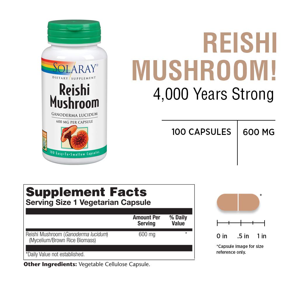Foto 3 pulgar | Suplemento Solaray, Cápsulas De Hongos Reishi, 600 Mg, 100 Unidades - Venta Internacional.