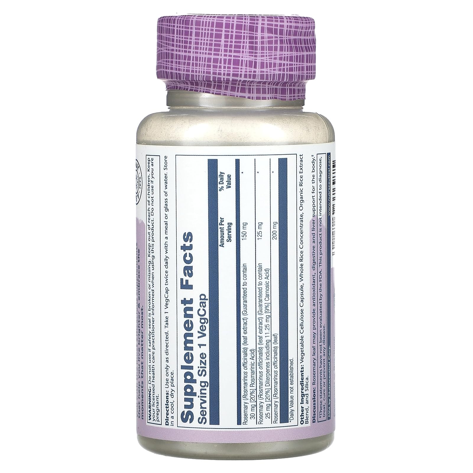 Foto 3 pulgar | Suplemento Solaray Vital Extracts De Romero, 275 Mg, 45 Cápsulas Vegetales - Venta Internacional.