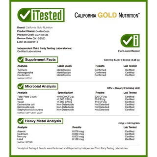 Foto 4 | California Gold Nutrition Superfoods, Goldenceps, Cúrcuma Orgánica Con Adaptógenos, 4 Oz (114 G) - Venta Internacional