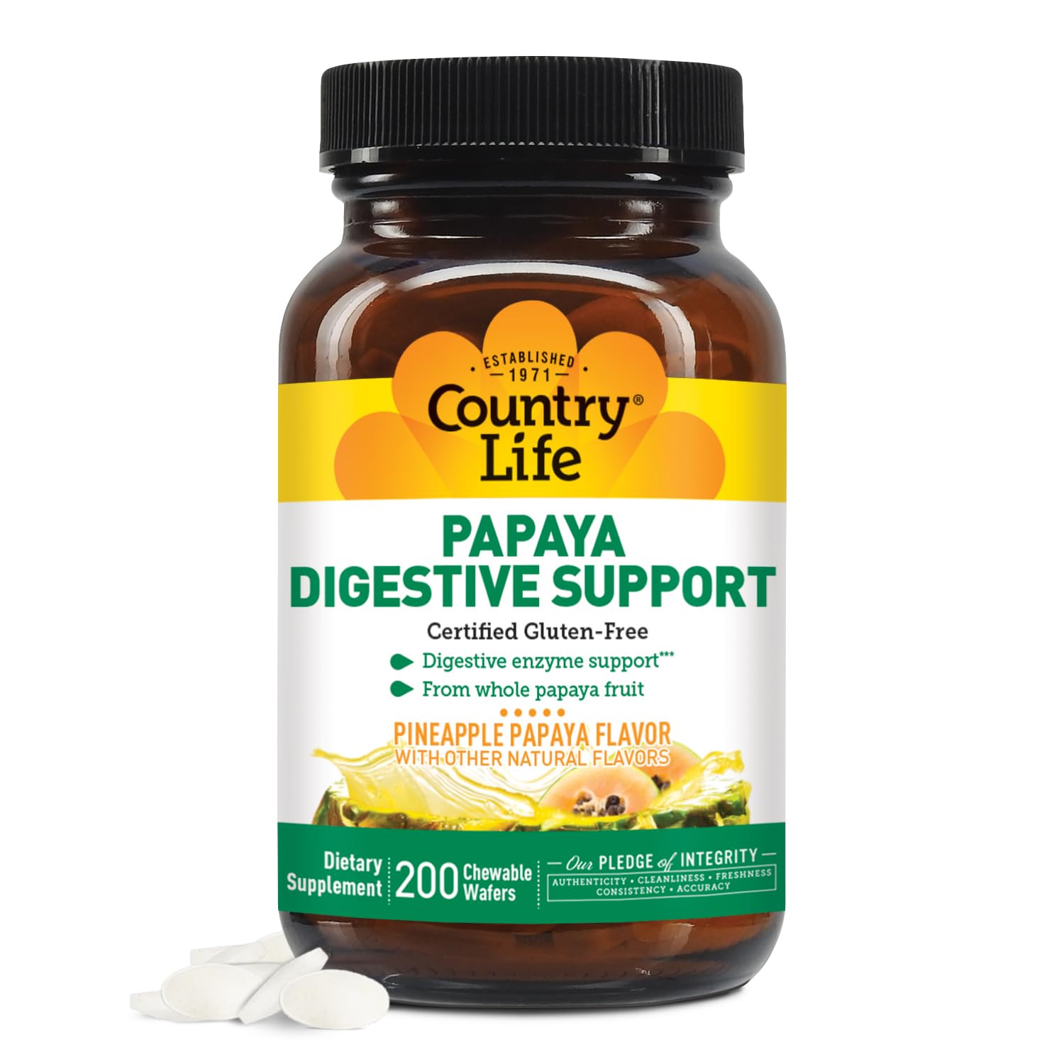 Foto 2 pulgar | Suplemento Country Life Papaya Digestive Support 200 Comprimidos - Venta Internacional.