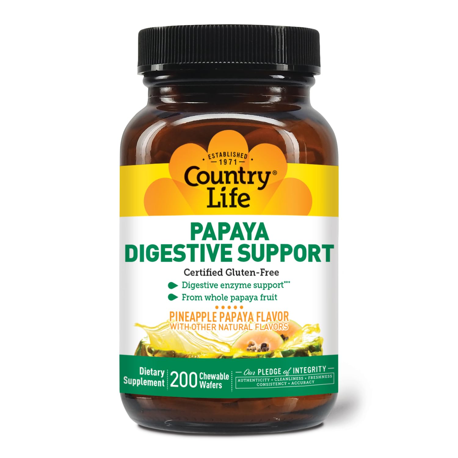 Foto 4 pulgar | Suplemento Country Life Papaya Digestive Support 200 Comprimidos - Venta Internacional.