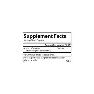 Foto 4 | Suplemento Carlson Labs Acetil L-carnitina 500 Mg 60 Cápsulas - Venta Internacional.