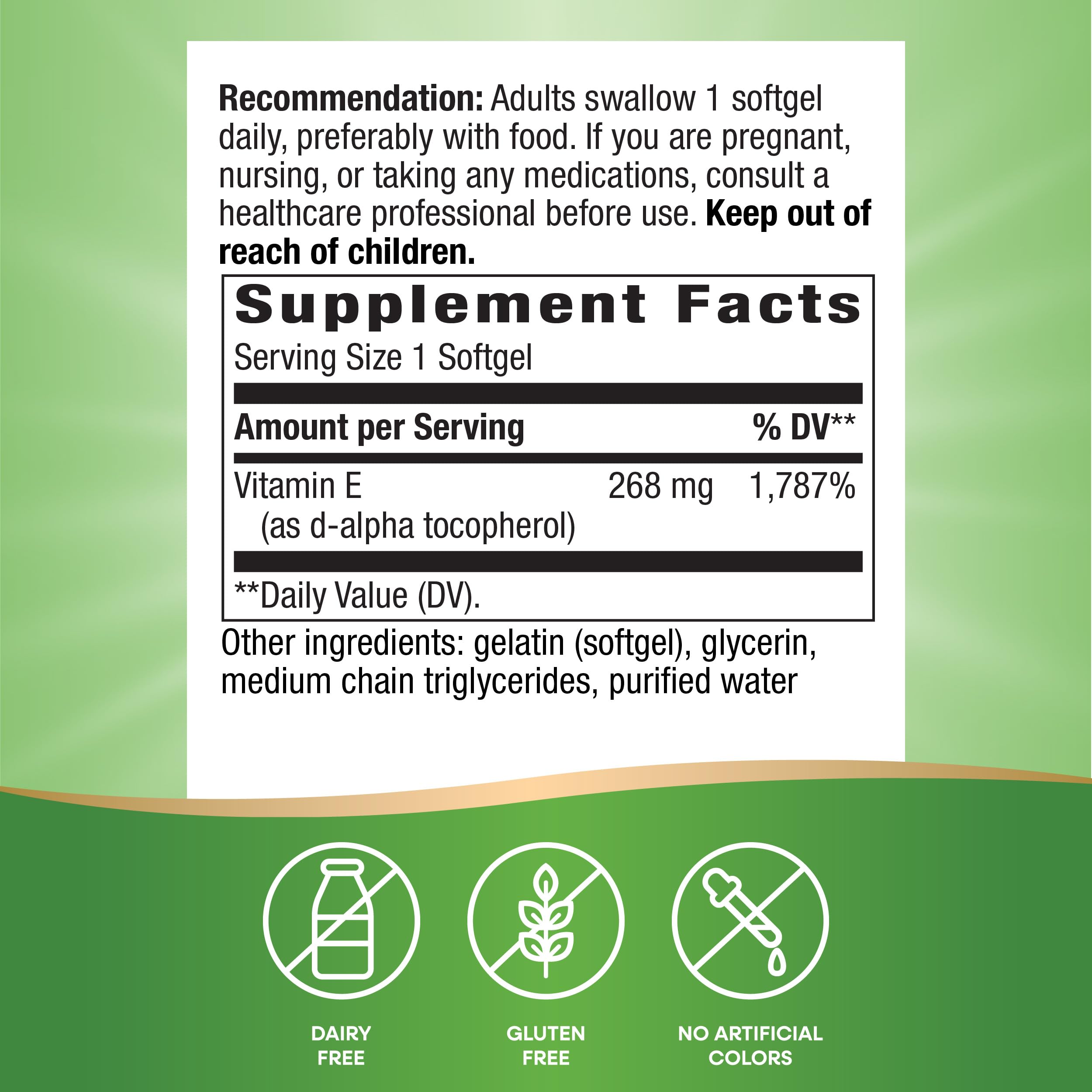 Foto 3 pulgar | Suplemento De Vitamina E D-alfa Tocoferol De Nature's Way, 268 Mg - Venta Internacional.