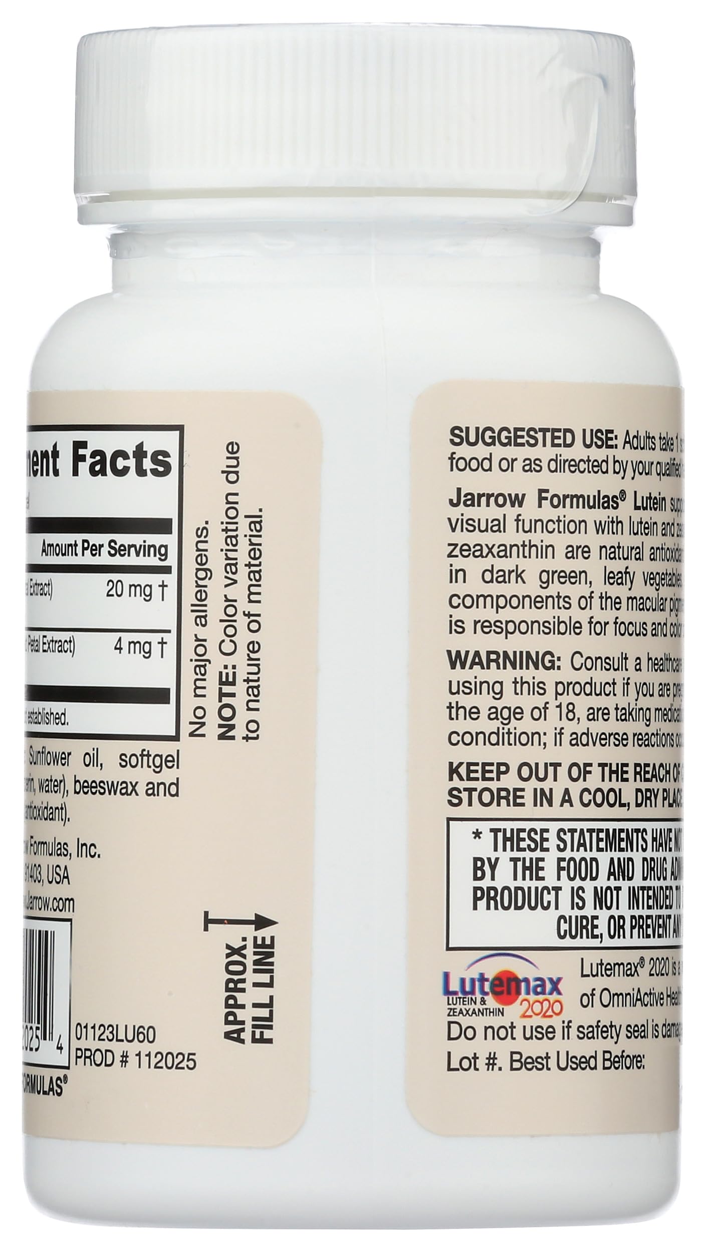 Foto 3 pulgar | Suplementos Nutricionales De Luteína Jarrow Formulas 20 Mg 60 Cápsulas Blandas - Venta Internacional.