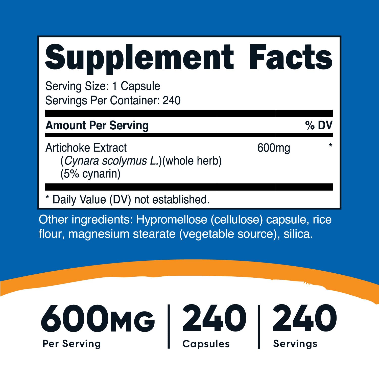 Foto 3 pulgar | Suplemento Nutricost De Extracto De Alcachofa 600 Mg 240 Cápsulas - Venta Internacional.