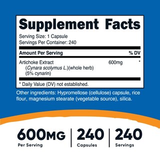Foto 2 | Suplemento Nutricost De Extracto De Alcachofa 600 Mg 240 Cápsulas - Venta Internacional.