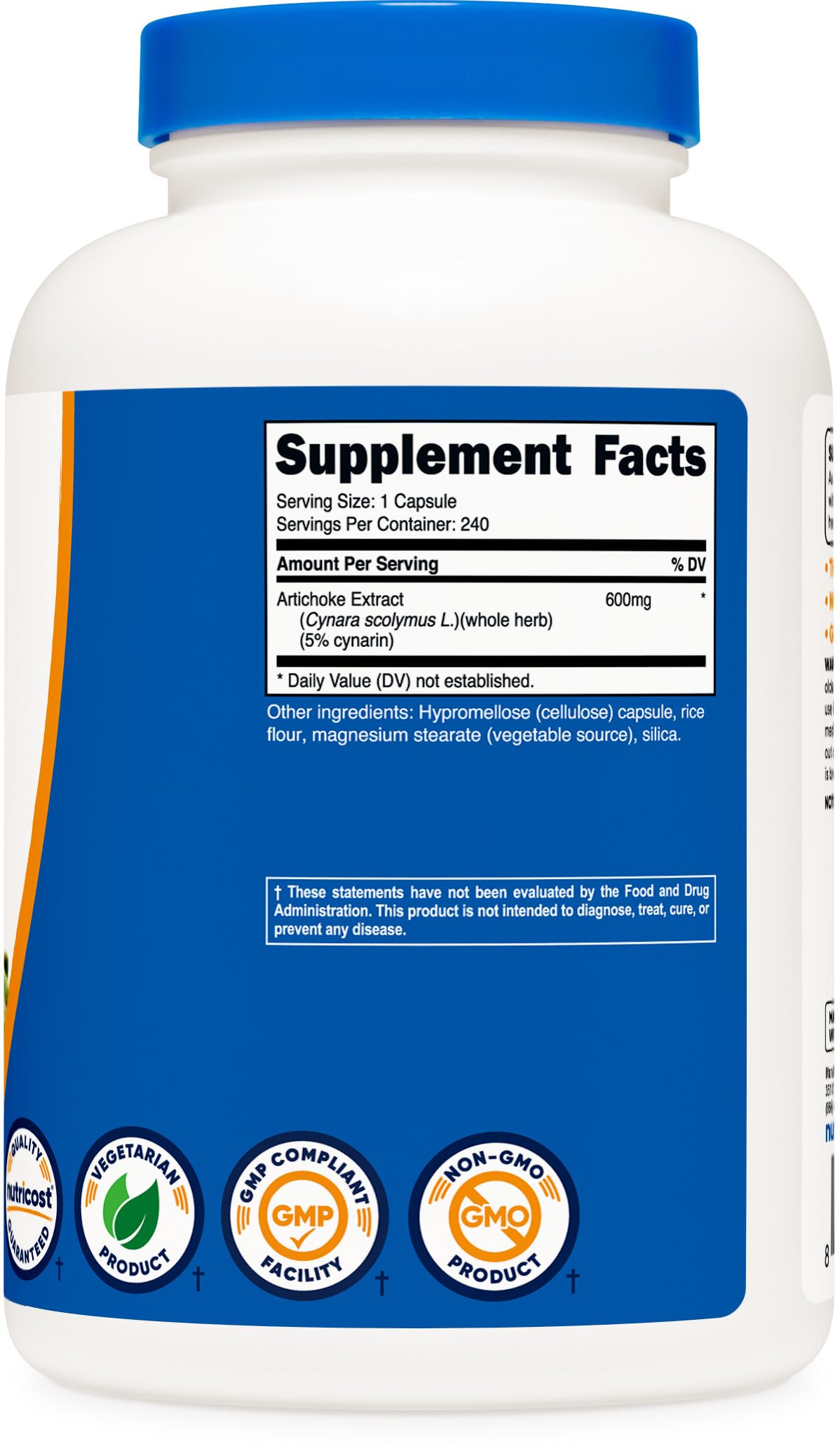 Foto 6 pulgar | Suplemento Nutricost De Extracto De Alcachofa 600 Mg 240 Cápsulas - Venta Internacional.