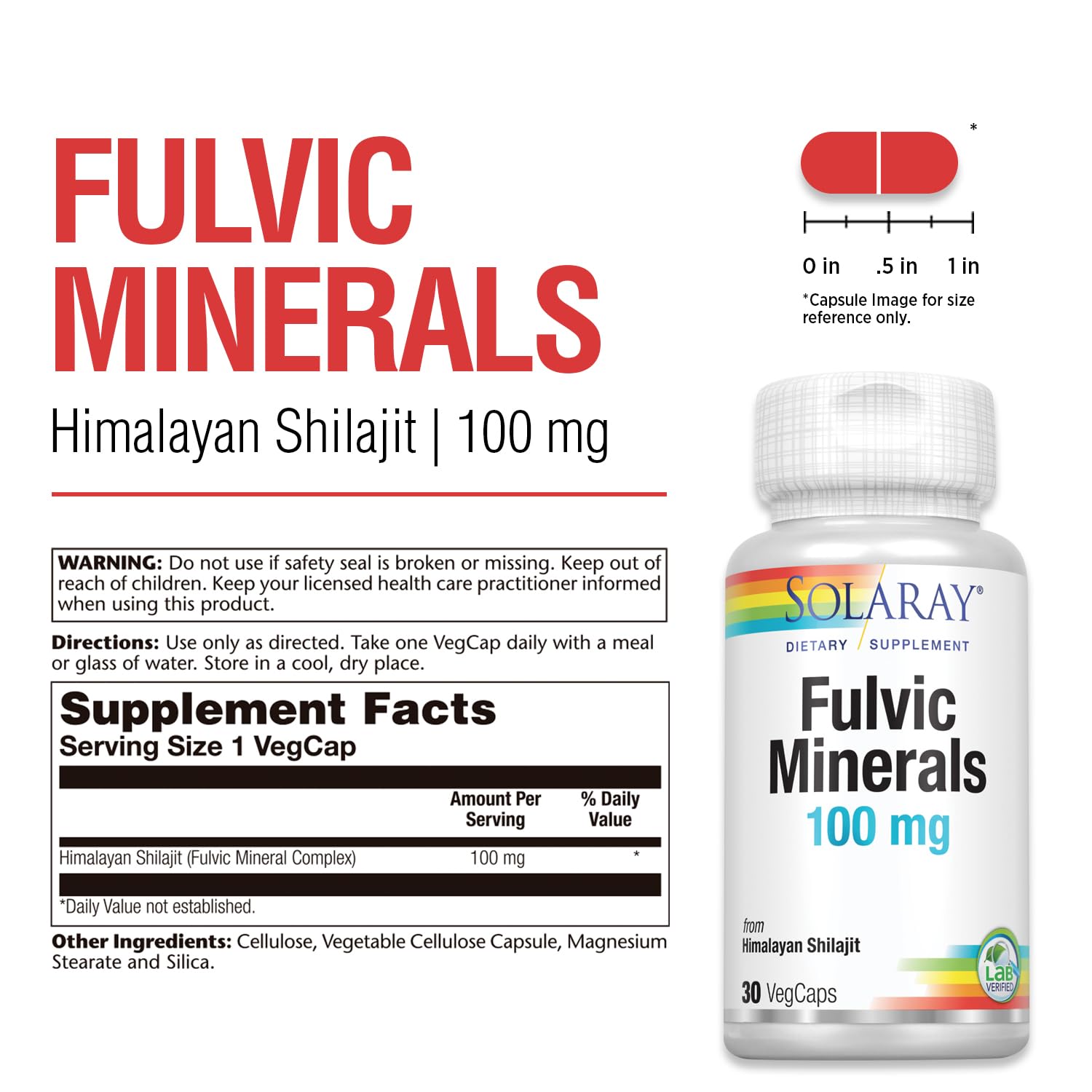 Foto 3 pulgar | Suplemento Solaray Fulvic Minerals 100 Mg De Shilajit Del Himalaya - Venta Internacional.