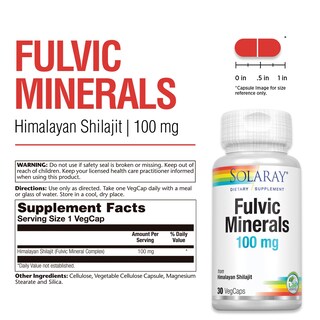 Foto 2 | Suplemento Solaray Fulvic Minerals 100 Mg De Shilajit Del Himalaya - Venta Internacional.