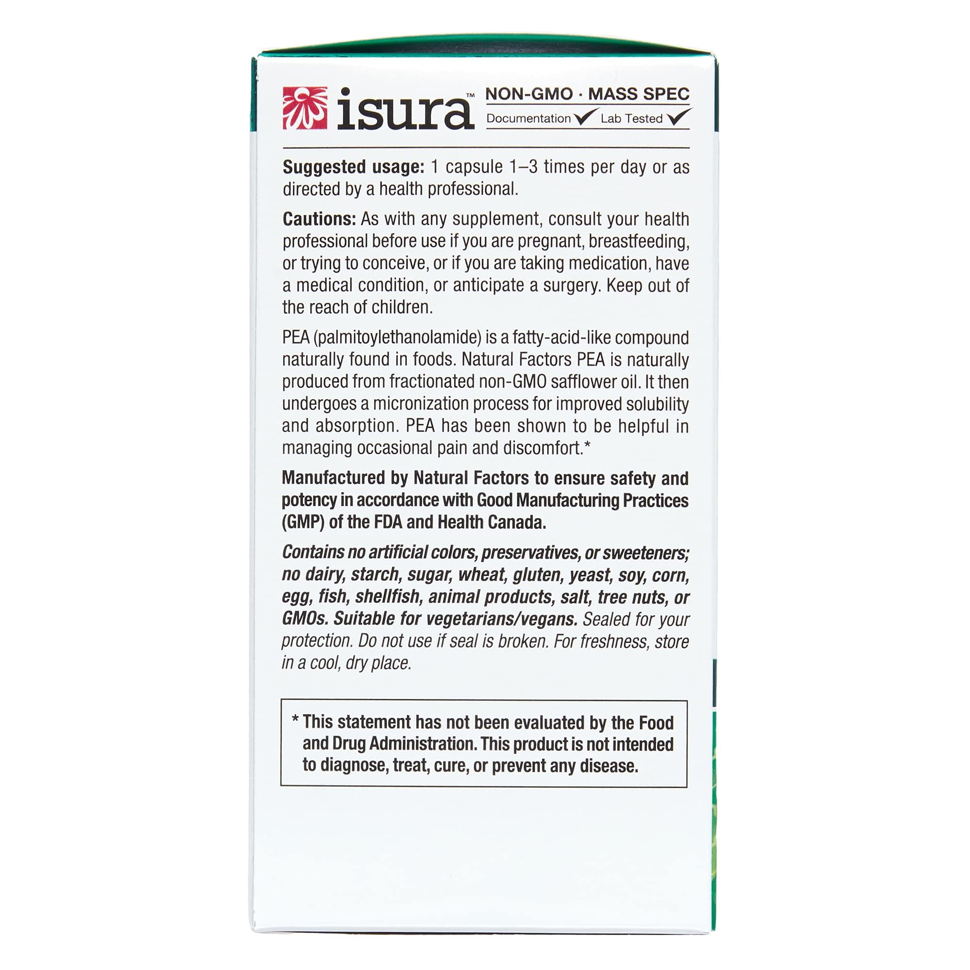 Foto 4 | Suplemento Natural Factors Pea400 Palmitoiletanolamida 90 Cápsulas - Venta Internacional.