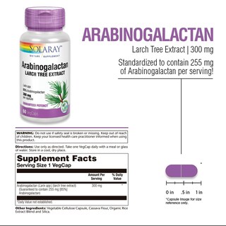 Foto 3 | Suplemento Solaray: Extracto De Árbol De Alerce Con Arabinogalactano, 300 Mg - Venta Internacional.