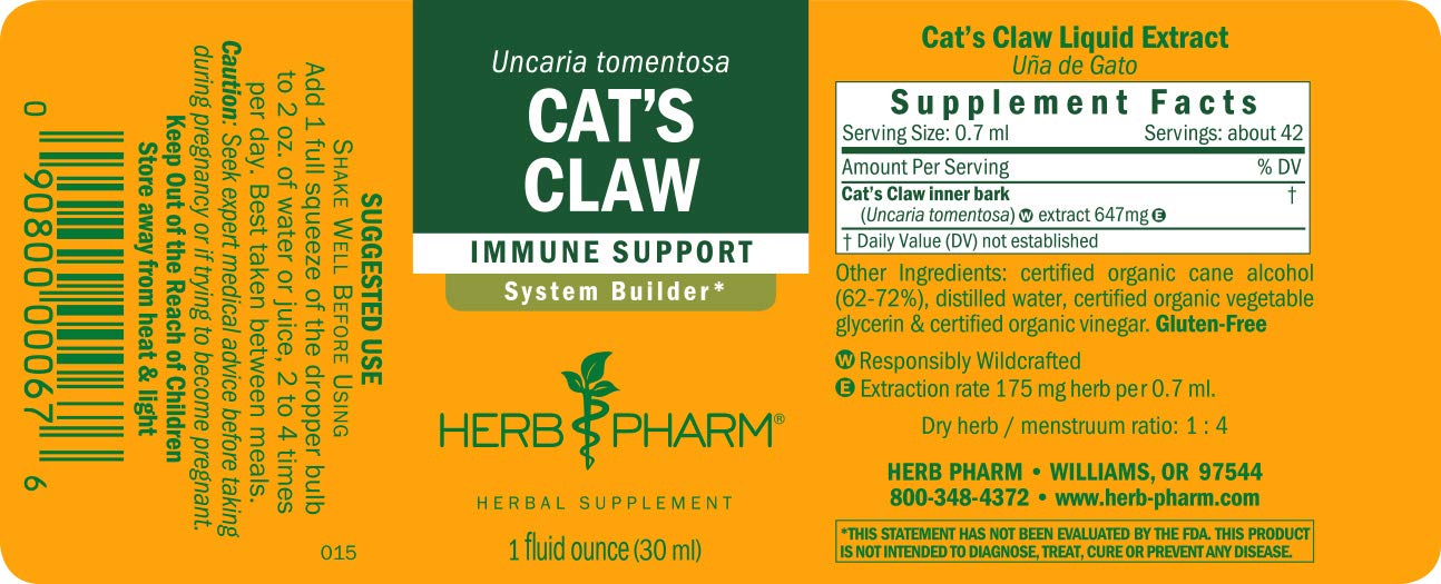 Foto 6 pulgar | Extracto Líquido Herb Pharm Cat's Claw (una De Gato) 30 Ml - Venta Internacional.