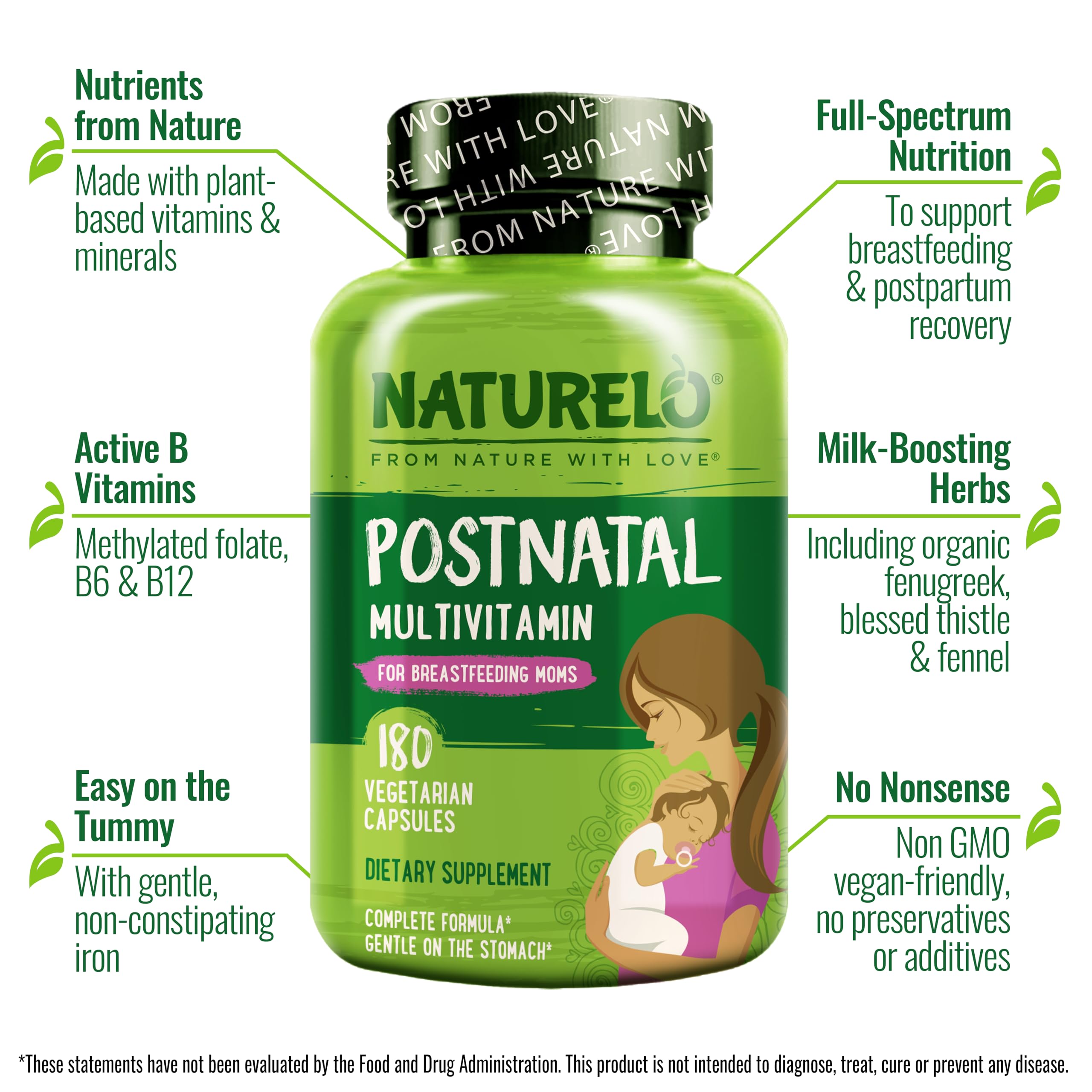 Foto 5 pulgar | Suplemento Multivitamínico Posnatal Naturelo Para Lactancia Materna 180c - Venta Internacional.