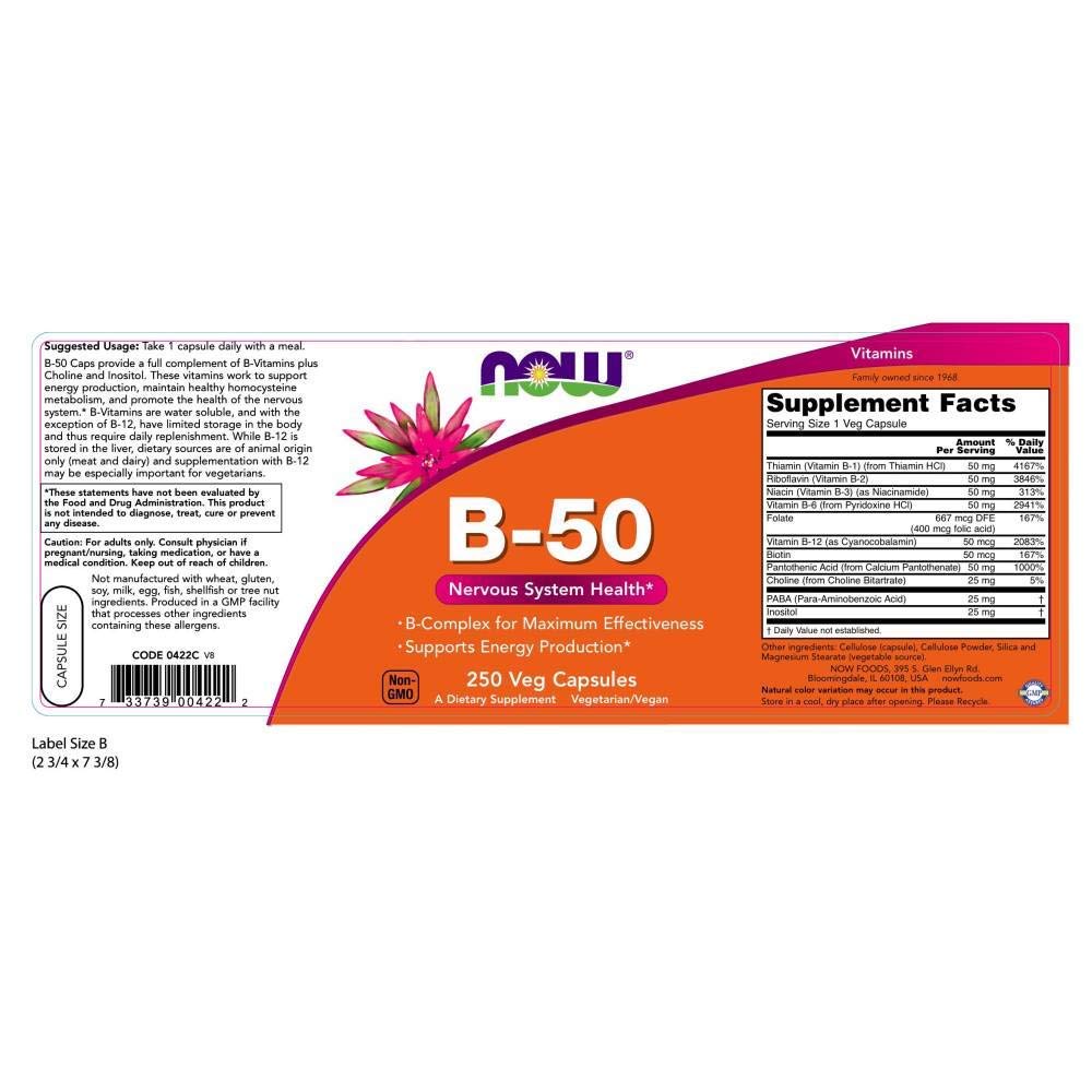 Foto 4 pulgar | Supplement Now Foods B-50 250 Cápsulas Vegetarianas (paquete De 2) - Venta Internacional.