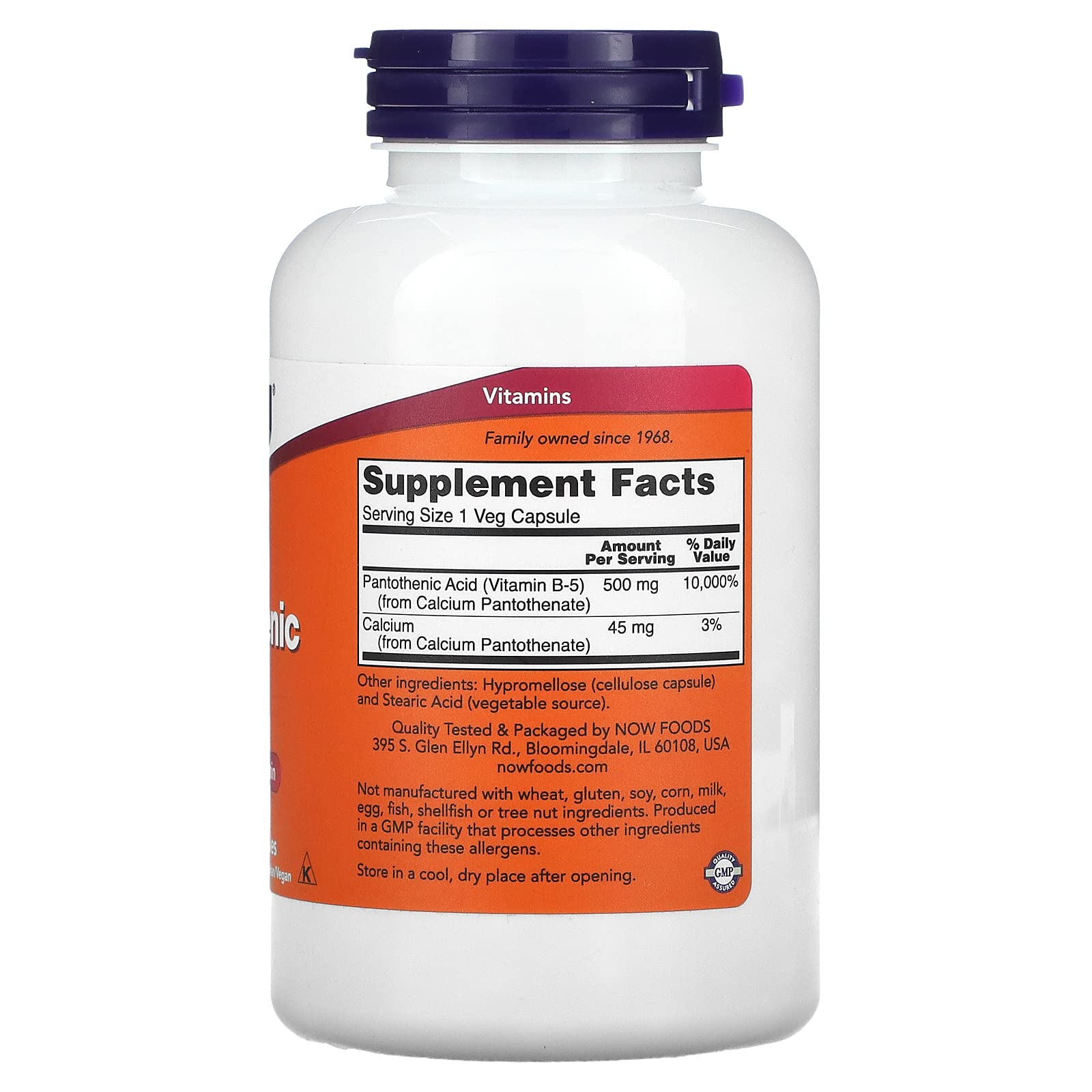 Foto 3 pulgar | Suplemento Now Foods De Ácido Pantoténico (vitamina B-5) 500 Mg 250 Cápsulas - Venta Internacional.