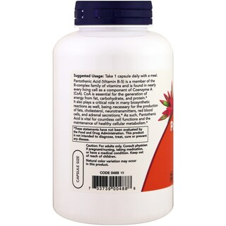 Foto 3 | Suplemento Now Foods De Ácido Pantoténico (vitamina B-5) 500 Mg 250 Cápsulas - Venta Internacional.