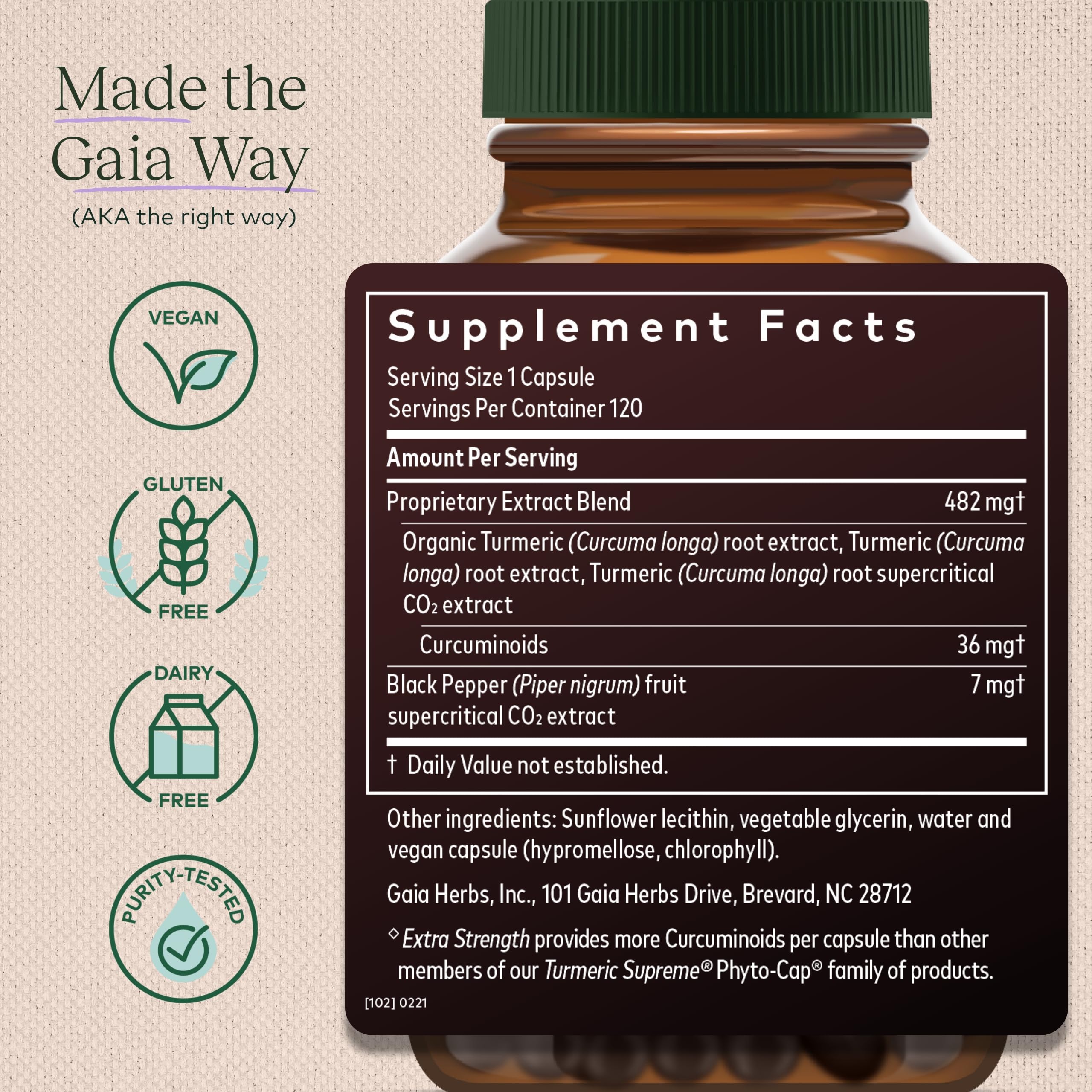 Foto 2 | Suplemento Gaia Herbs Turmeric Supreme Extra Strength 120 Cápsulas - Venta Internacional.