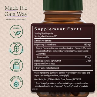 Foto 2 | Suplemento Gaia Herbs Turmeric Supreme Extra Strength 120 Cápsulas - Venta Internacional.