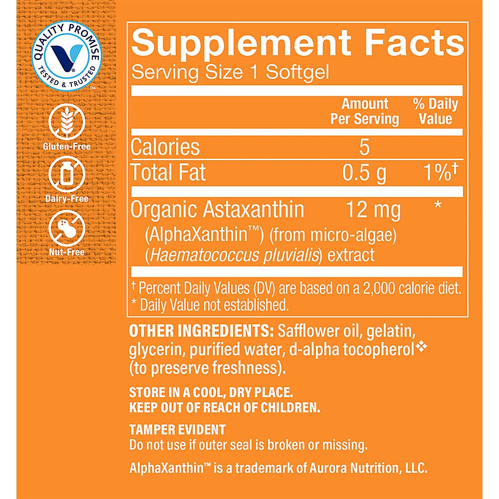 Foto 5 pulgar | Suplemento The Vitamin Shoppe De Astaxantina, 12 Mg, 60 Cápsulas Blandas - Venta Internacional.