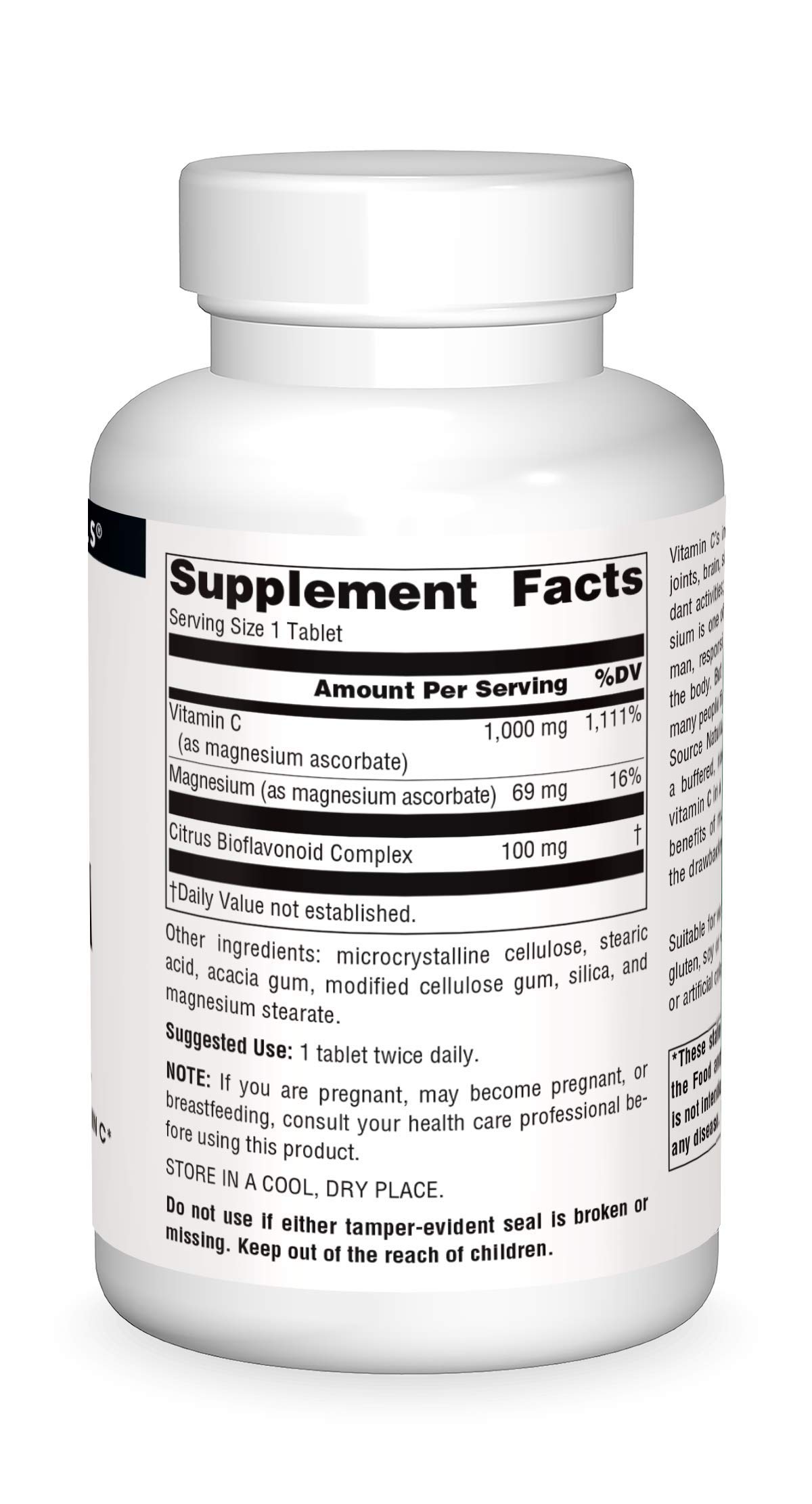 Foto 4 pulgar | Supplement Source Naturals Ascorbato De Magnesio 1000 Mg 120 Comprimidos - Venta Internacional.