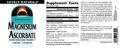 Foto 4 | Supplement Source Naturals Ascorbato De Magnesio 1000 Mg 120 Comprimidos - Venta Internacional.