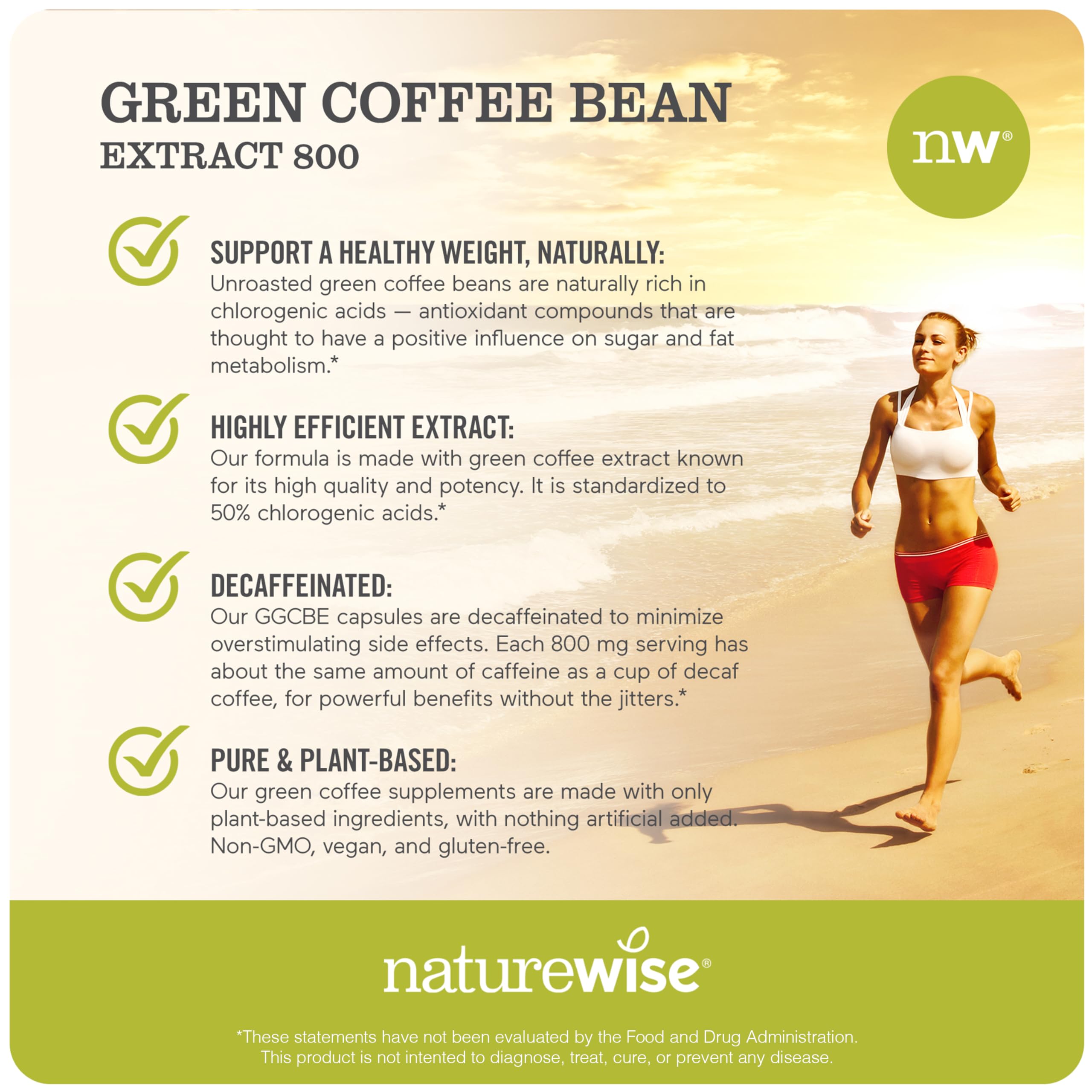 Foto 4 | Suplemento Naturewise De Extracto De Grano De Café Verde 800 Mg 60 Cápsulas - Venta Internacional.