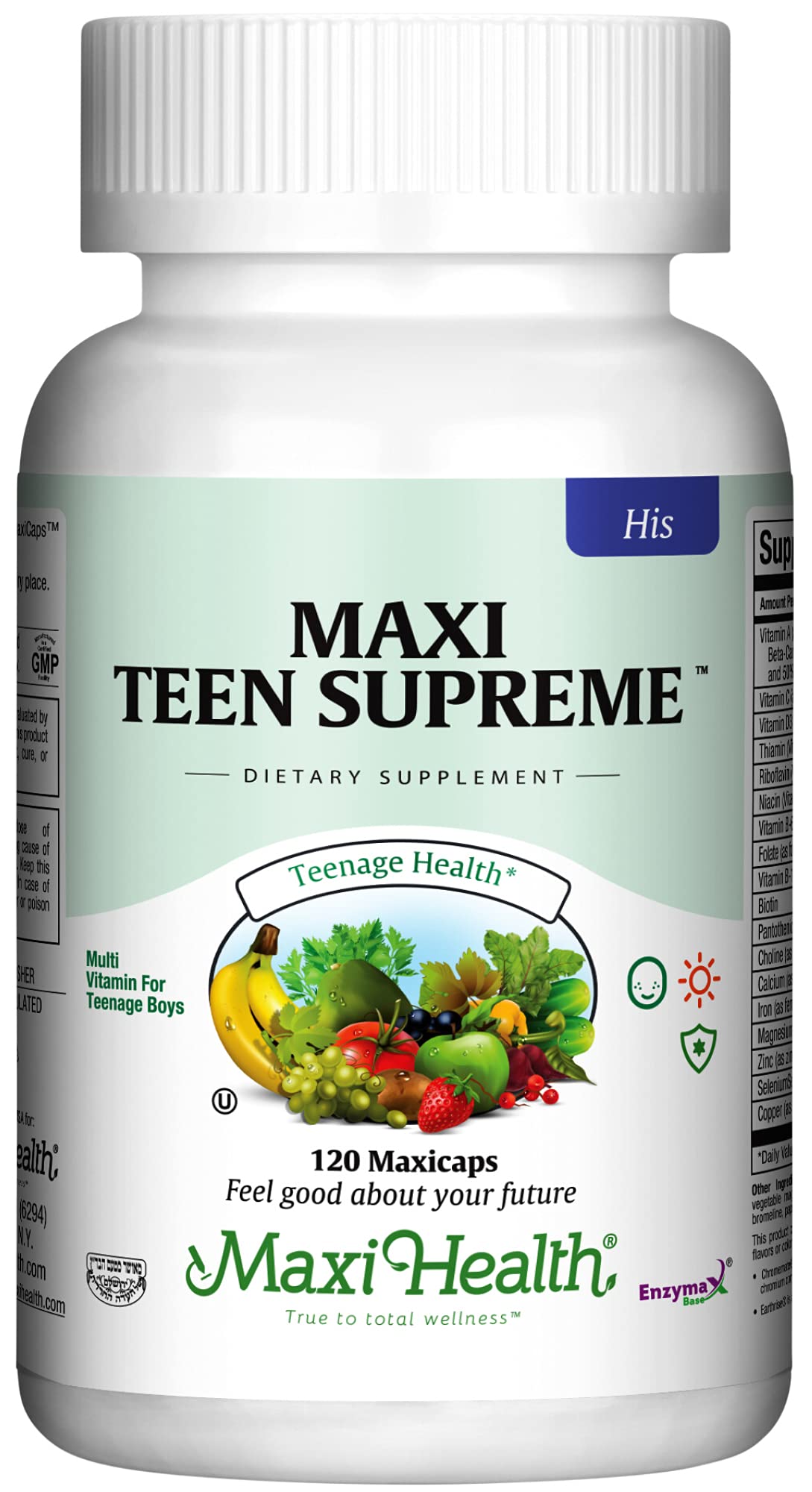 Foto 2 pulgar | Multivitamínico Maxi Health Teen Supreme His 120 Comprimidos - Venta Internacional.