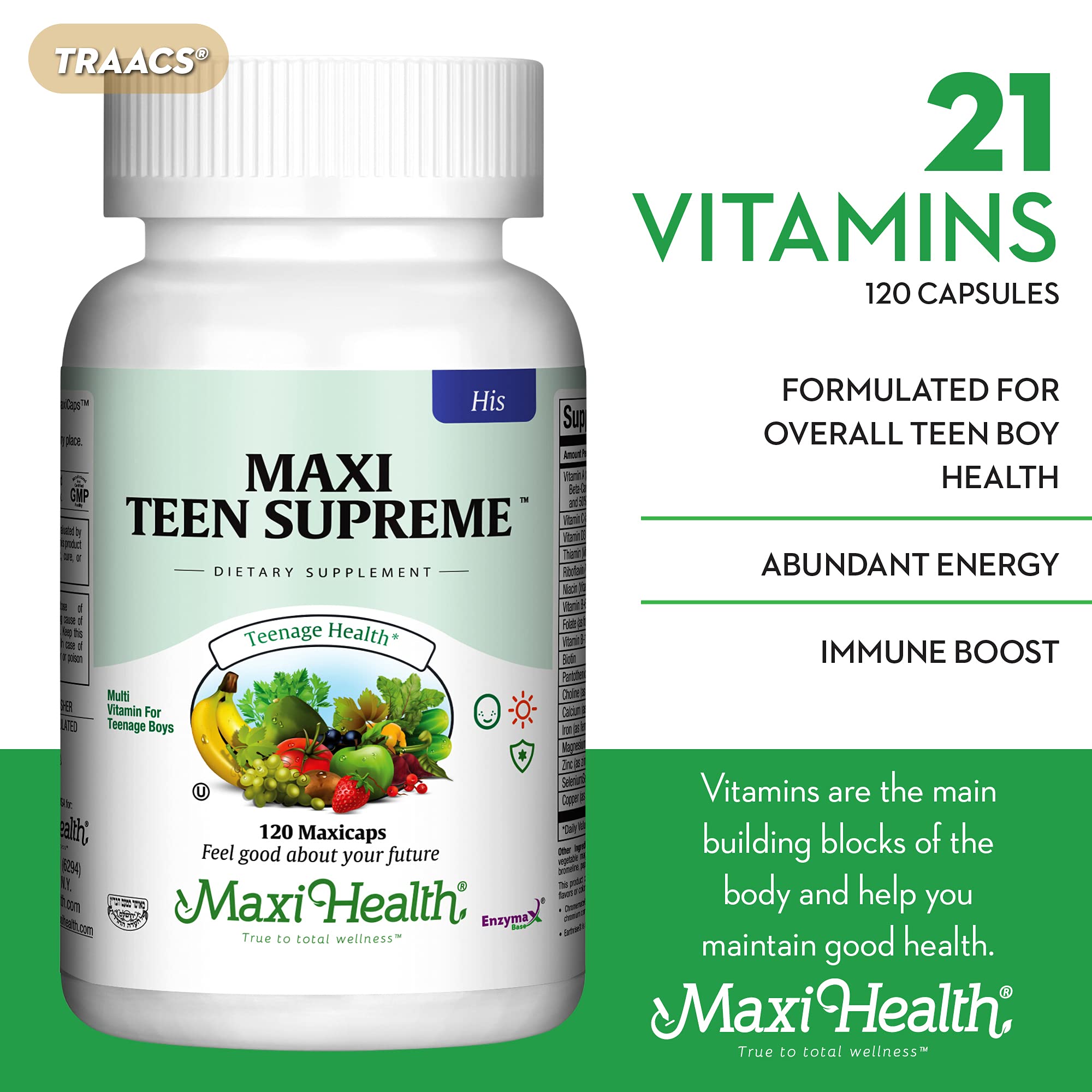 Foto 4 pulgar | Multivitamínico Maxi Health Teen Supreme His 120 Comprimidos - Venta Internacional.