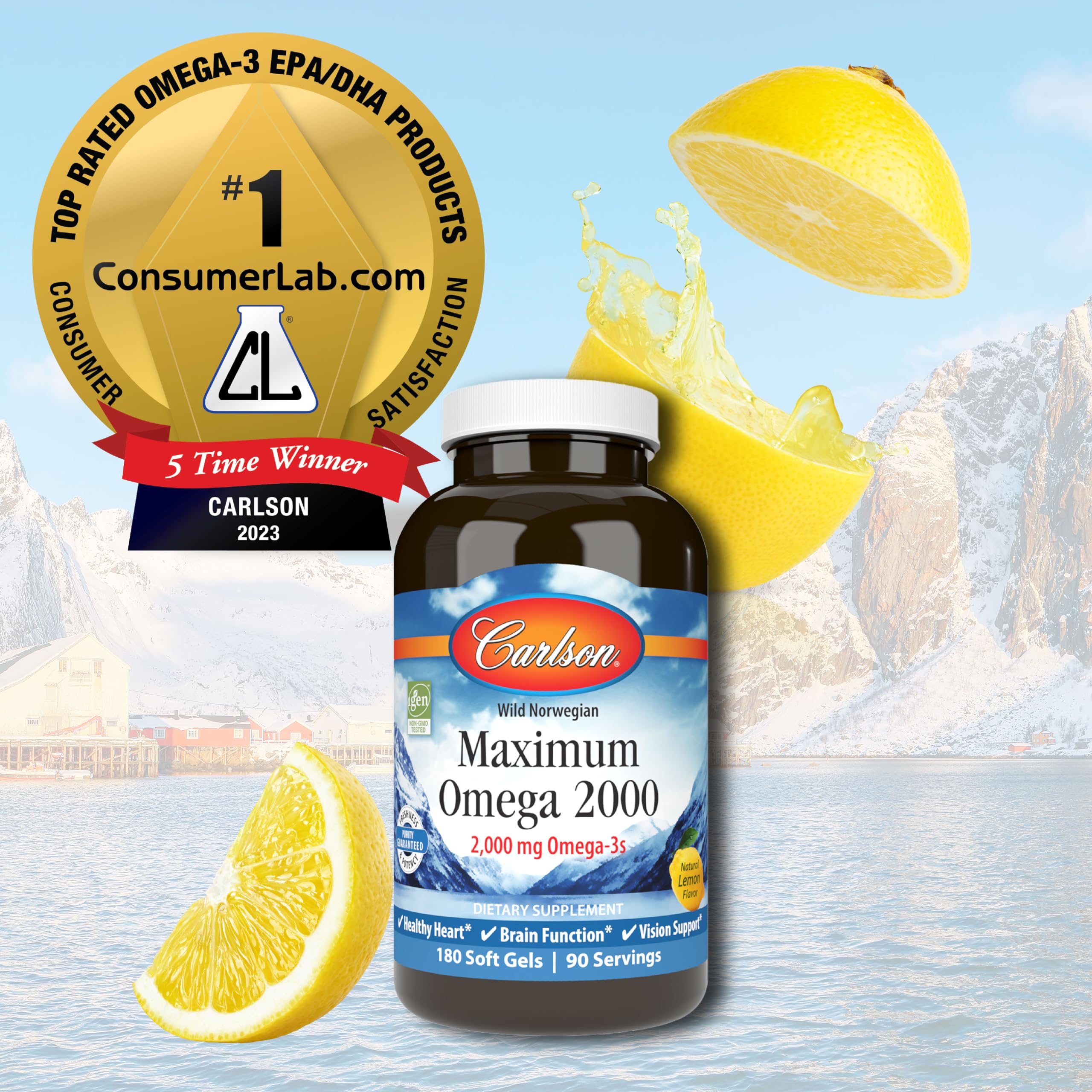 Foto 4 pulgar | Suplemento Carlson Maximum Omega 2000 2000 Mg 180 Cápsulas Blandas - Venta Internacional.