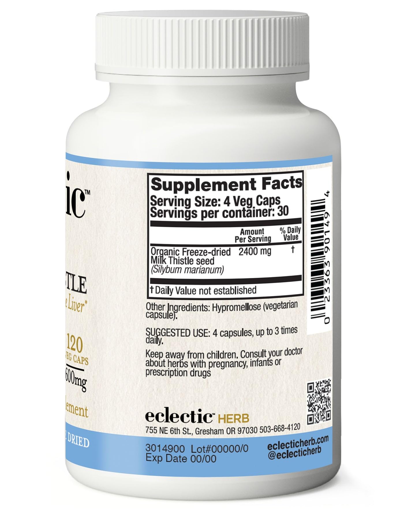 Foto 5 pulgar | Suplemento Eclectic Institute Milk Thistle 600 Mg 240 Cápsulas - Venta Internacional.
