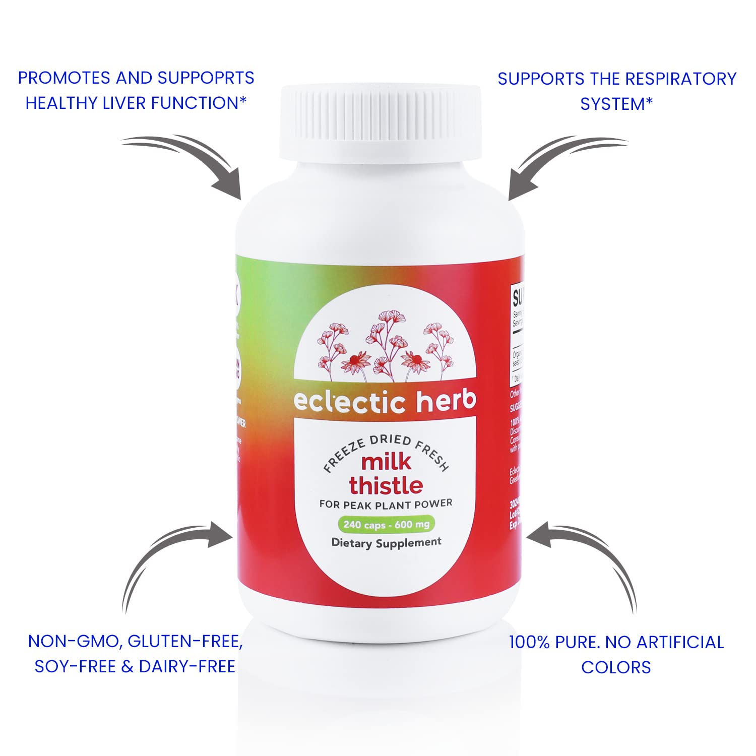 Foto 5 | Suplemento Eclectic Institute Milk Thistle 600 Mg 240 Cápsulas - Venta Internacional.