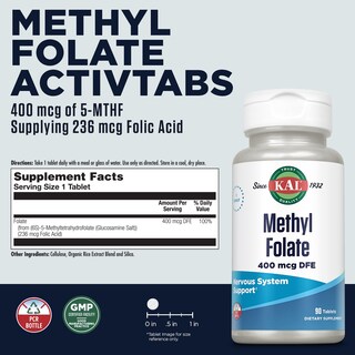 Foto 2 | Suplemento Kal De Folato De Metilo, 400 Mcg, Vitamina B9, Dfe, 90 Tabletas - Venta Internacional.
