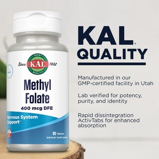 Foto 4 | Suplemento Kal De Folato De Metilo, 400 Mcg, Vitamina B9, Dfe, 90 Tabletas - Venta Internacional.