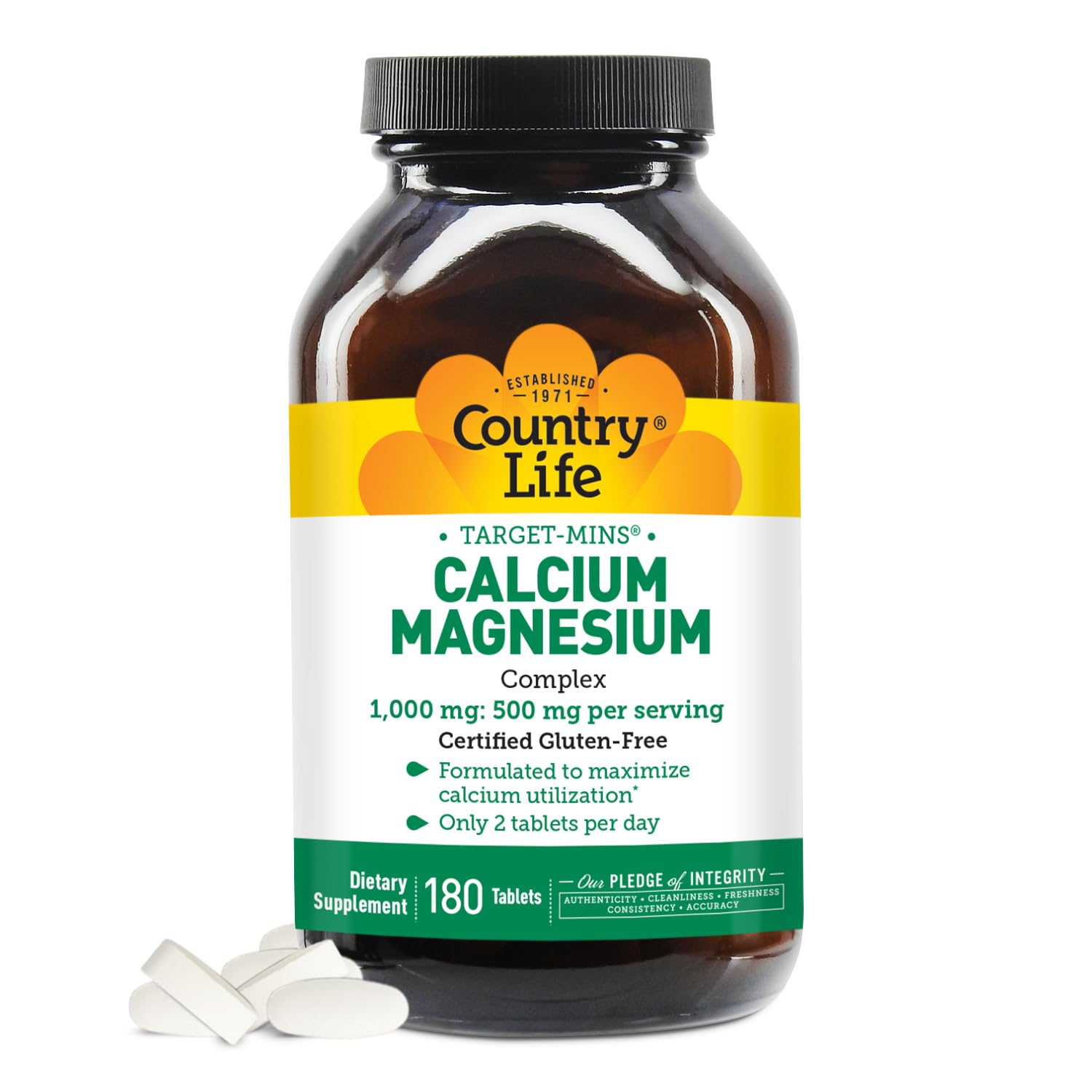 Foto 1 | Suplemento Country Life Calcio Magnesio 1000 Mg/500 Mg 180 Comprimidos - Venta Internacional.