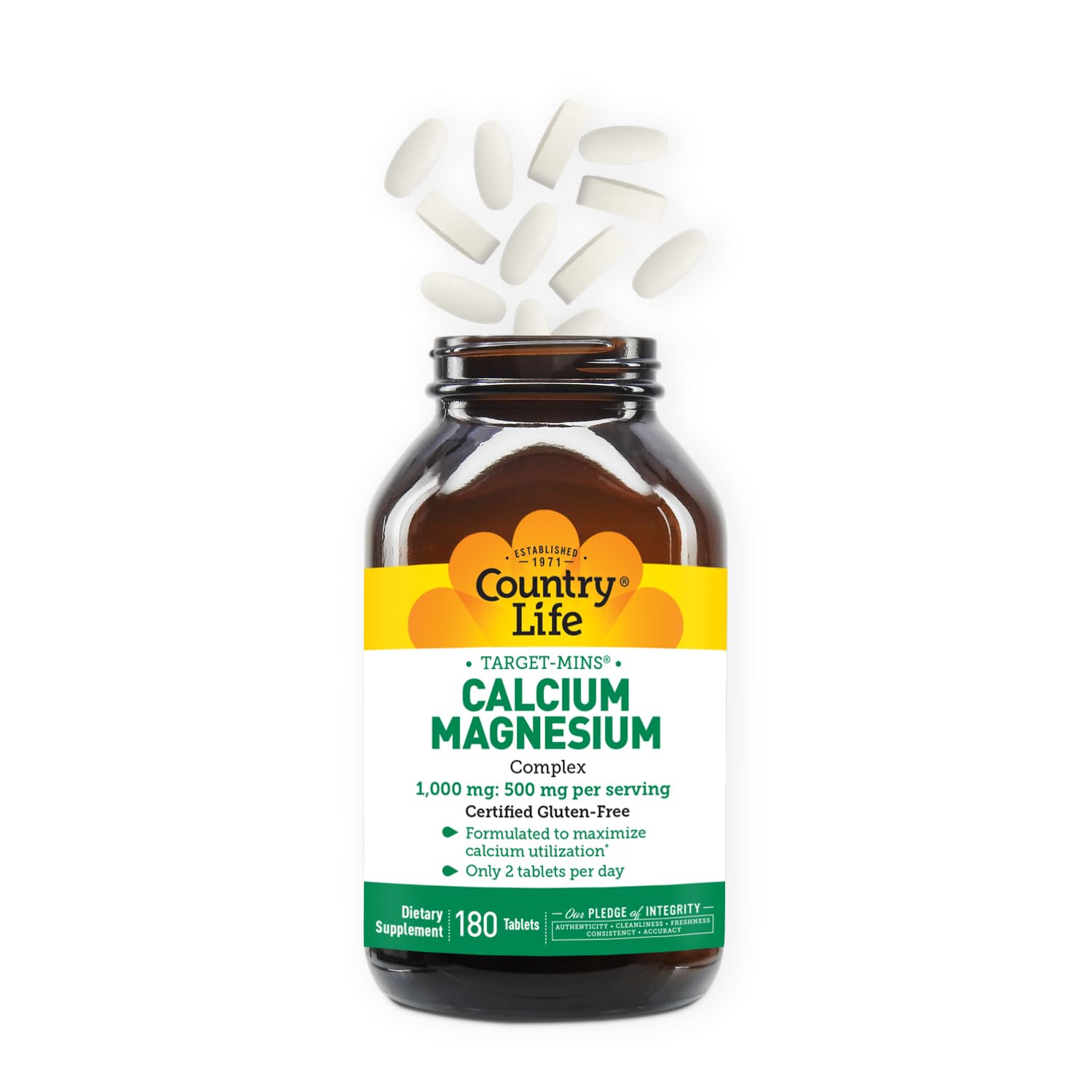 Foto 7 pulgar | Suplemento Country Life Calcio Magnesio 1000 Mg/500 Mg 180 Comprimidos - Venta Internacional.