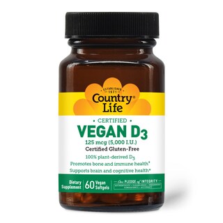 Foto 1 | Suplemento Country Life Vegan D3 5000 Ui 60 Cápsulas Blandas - Venta Internacional.