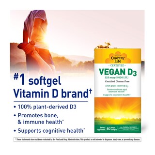 Foto 5 | Suplemento Country Life Vegan D3 5000 Ui 60 Cápsulas Blandas - Venta Internacional.