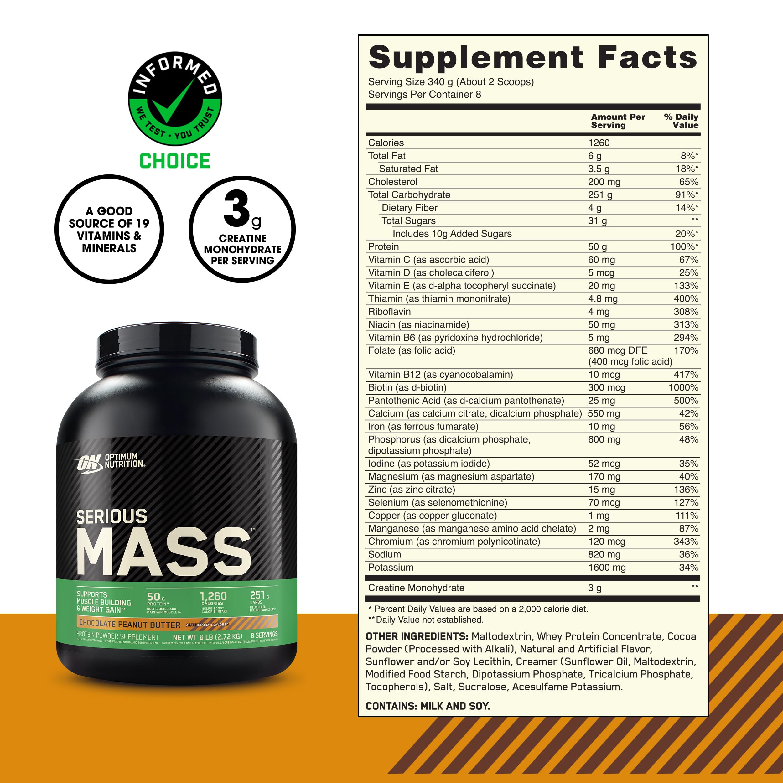 Foto 4 pulgar | Proteína En Polvo Para Ganar Peso Optimum Nutrition Serious Mass - Venta Internacional.