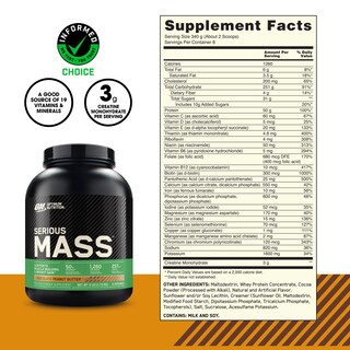 Foto 3 | Proteína En Polvo Para Ganar Peso Optimum Nutrition Serious Mass - Venta Internacional.
