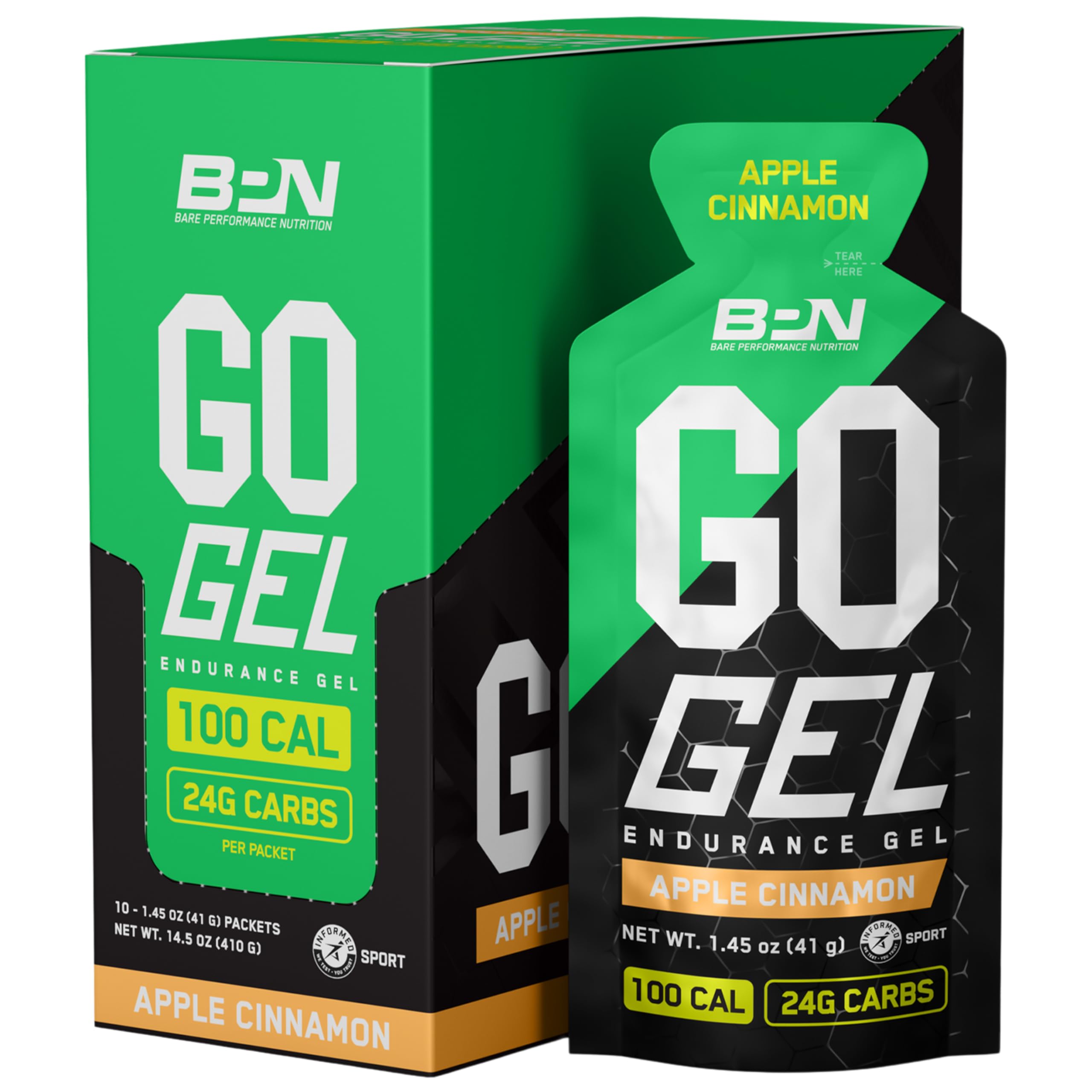 Foto 2 pulgar | Gel De Resistencia Bare Performance Nutrition Bpn Go Gel, Manzana Y Canela - Venta Internacional.