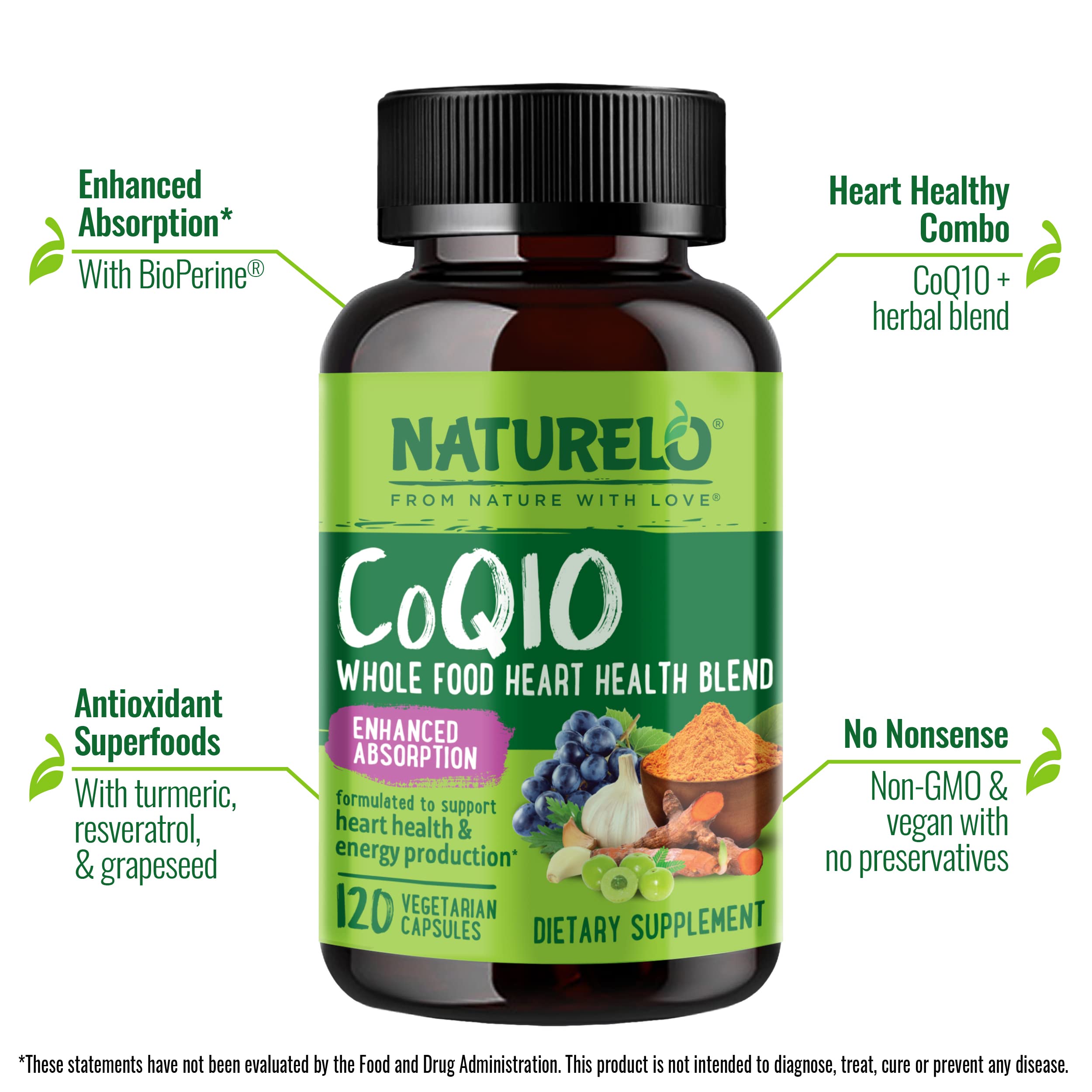 Foto 5 pulgar | Suplemento Naturelo Whole Food Coq10 Para La Salud Del Corazón, 120 Cápsulas - Venta Internacional.