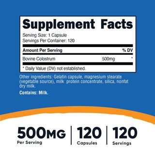 Foto 2 | Suplemento Nutricost De Calostro 500 Mg 120 Cápsulas - Venta Internacional.