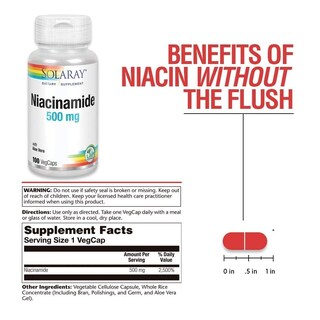 Foto 2 | Suplemento Solaray: Niacinamida, 500 Mg, 100 Cápsulas Vegetales - Venta Internacional.